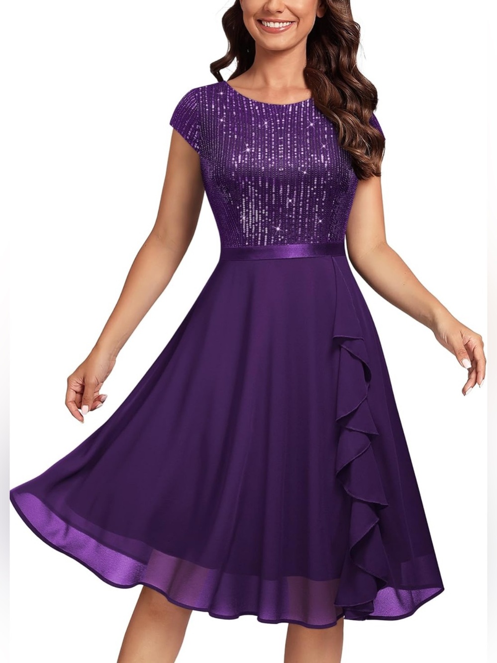 MISSMAY Women's Glitter Sequin Ruffle Style Cocktail Prom Dress Size XXL NWT